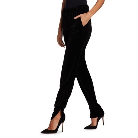 AKRIS PUNTO Mike Black Slit Hem Velvet Pants 14 NWT